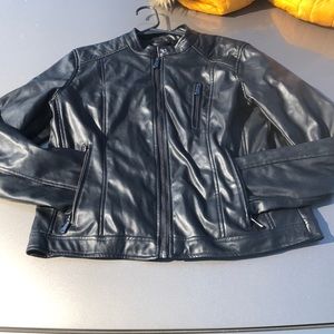 black leather jacket